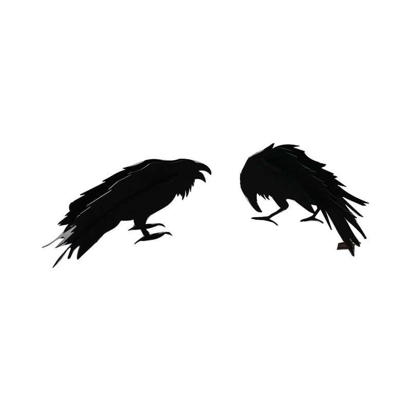 2Pcs Crow Garden Sculpture Crow 3D Garden Sculpture Ornament