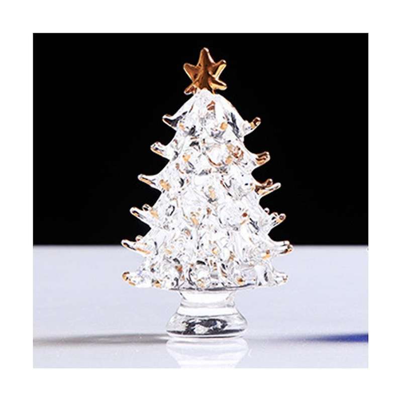 2Pcs Crystal Christmas Trees Fireplace Mantel Decor Desk Topper Artificial Plants Crystal Glass Tree