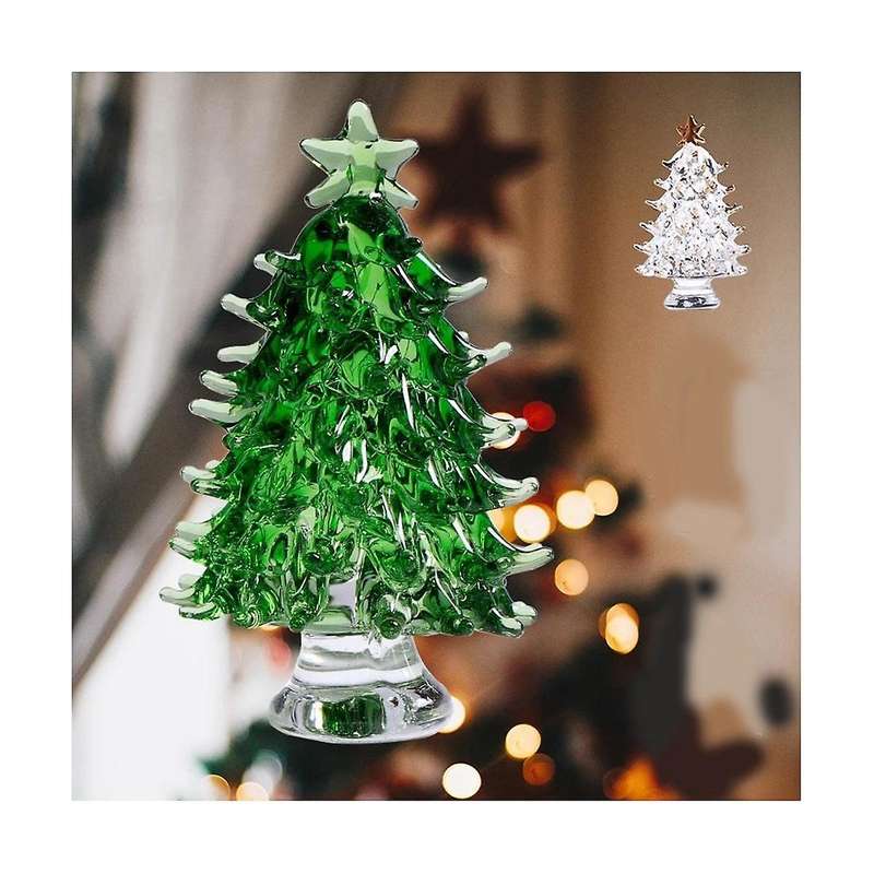 2Pcs Crystal Christmas Trees Fireplace Mantel Decor Desk Topper Artificial Plants Crystal Glass Tree