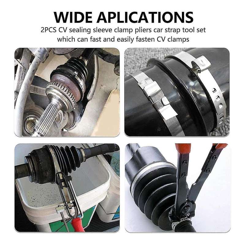 2pcs Cv Boot Clamp Pliers Set with 20pcs Crimp Bands, Joint Boot Clamp Crimp Pliers, Hose Band Axle