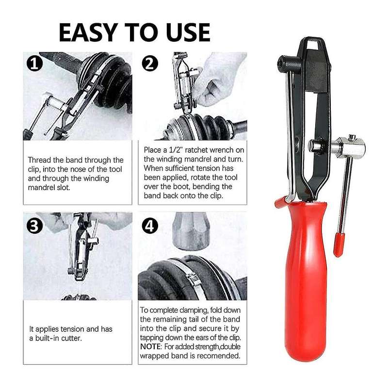 2pcs Cv Boot Clamp Pliers Set with 20pcs Crimp Bands, Joint Boot Clamp Crimp Pliers, Hose Band Axle