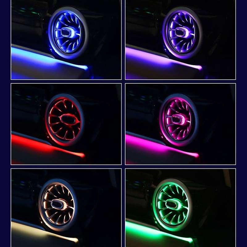 2PCS Dashboard Air Condition Vent Outlet Modification 64 Color LED Atmosphere Light for V250 2015-20
