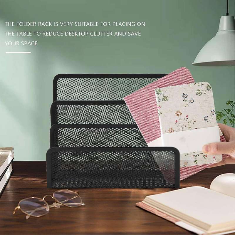 2pcs Desk Mail Organizers Small File Holder Metal Mesh Bill Document Folder Paper Organizer Office