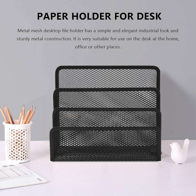 2pcs Desk Mail Organizers Small File Holder Metal Mesh Bill Document Folder Paper Organizer Office