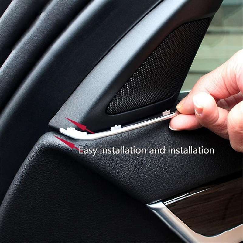 2pcs Door Tweeter Slot Plug Stickers for 5 Series F10 F11 2014-2017 Abs Chrome Door Speakers Frame