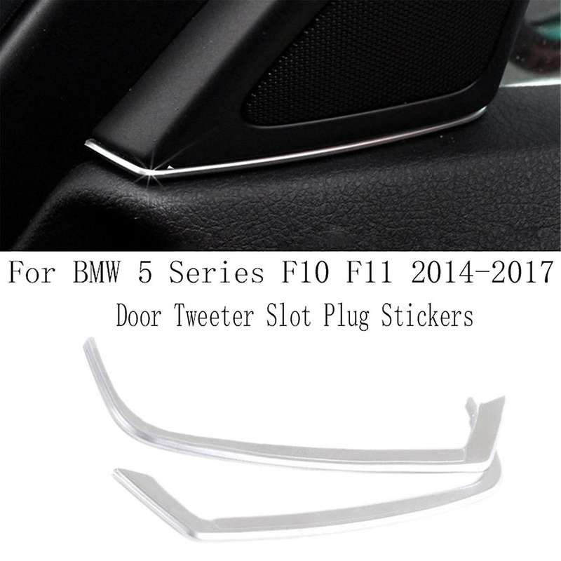 2pcs Door Tweeter Slot Plug Stickers for 5 Series F10 F11 2014-2017 Abs Chrome Door Speakers Frame