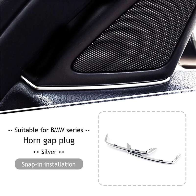2pcs Door Tweeter Slot Plug Stickers for 5 Series F10 F11 2014-2017 Abs Chrome Door Speakers Frame