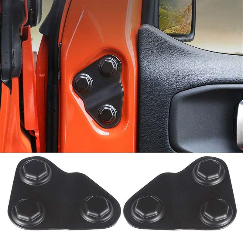 2PCS Door Screw Protector Cover Trim Anti-Rust for Wrangler JL JLU JT 2018 2019 2020 2021 Car Access
