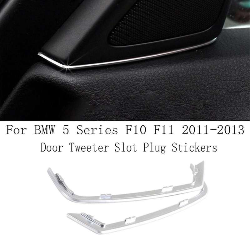 2pcs Door Tweeter Slot Plug Stickers for 5 Series F10 F11 2011-2013 Abs Chrome Door Speakers Frame
