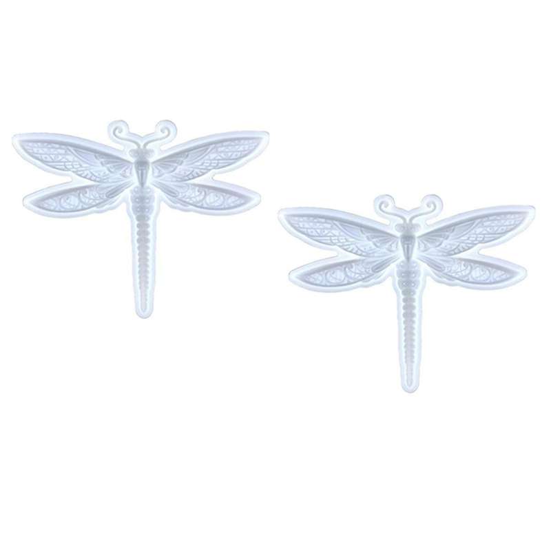 2PCS Dragonfly Silicone Mold Large Epoxy Resin Dragonfly Shape Molds 3D Unique Animal Pendant Wall H