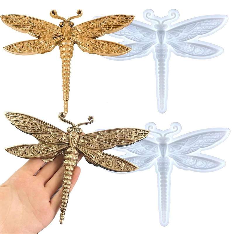 2PCS Dragonfly Silicone Mold Large Epoxy Resin Dragonfly Shape Molds 3D Unique Animal Pendant Wall H