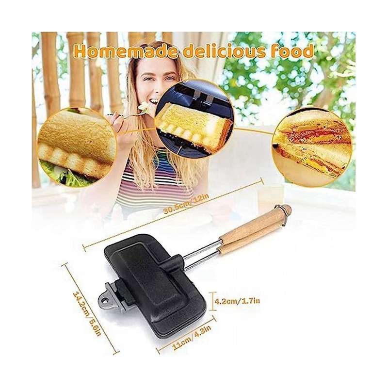 2Pcs Double-Sided Sandwich Baking Pan, Sandwich Maker Flip Grill Pan for Breakfast Pancakes, Removab