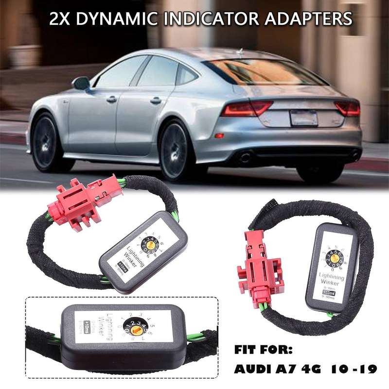 2PCS Dynamic LED Indicator Flasher Adapters Module LED Taillight Add-on Module Cable Wire for- A7 4G