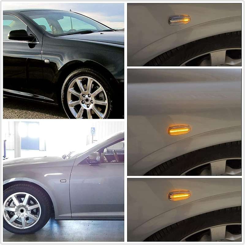 2Pcs Dynamic Sequential Blink LED Side Marker Lights for 2005-2011 Front Turn Signal Lamp