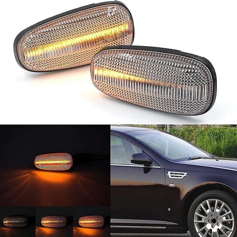 2Pcs Dynamic Sequential Blink LED Side Marker Lights for 2005-2011 Front Turn Signal Lamp