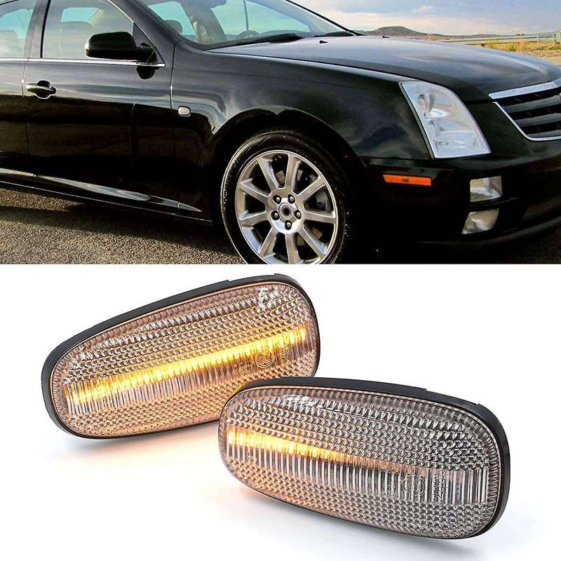 2Pcs Dynamic Sequential Blink LED Side Marker Lights for 2005-2011 Front Turn Signal Lamp