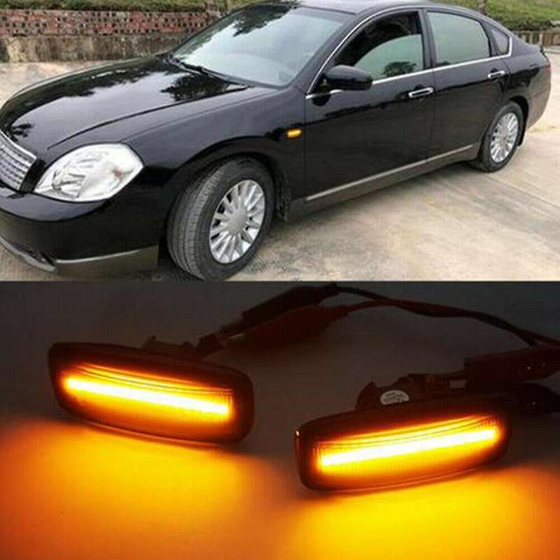 2PCS Dynamic Side Marker Turn Signal Lamp for Teana Cefiro J31 04-07 Lamp Light Black