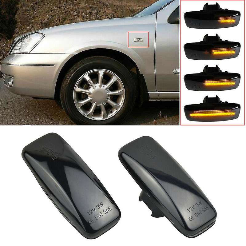 2PCS Dynamic Side Marker Turn Signal Lamp for Teana Cefiro J31 04-07 Lamp Light Black