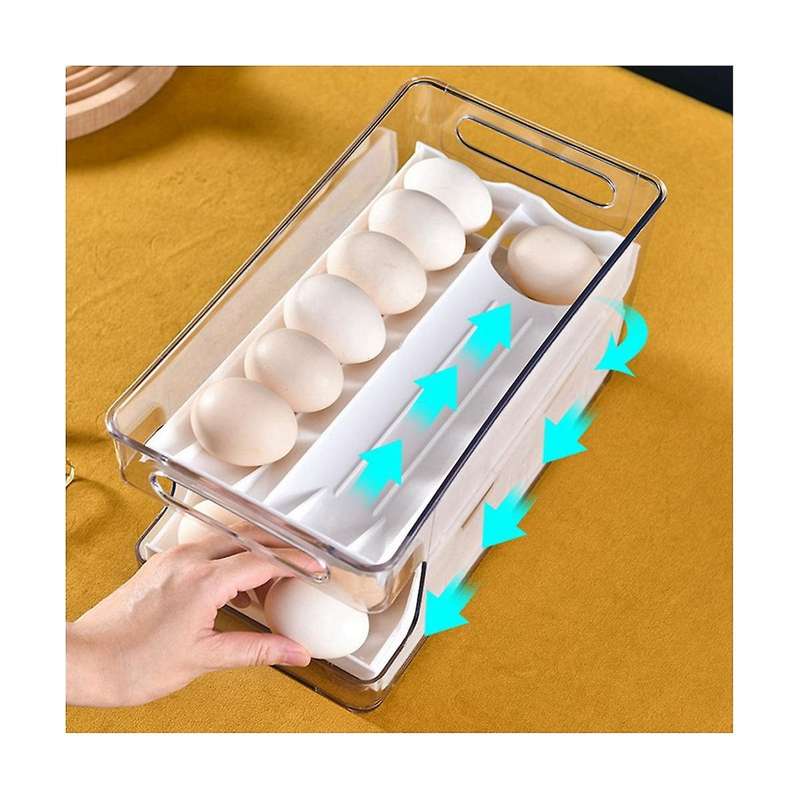 2pcs Egg Storage Box, Double Wall Container Food Refrigerator Drawer Organizer Container