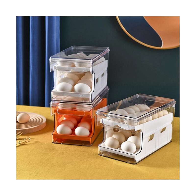 2pcs Egg Storage Box, Double Wall Container Food Refrigerator Drawer Organizer Container