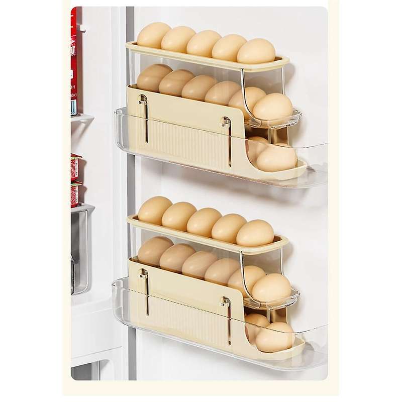 2PCS Egg Storage Trays for Refrigerator Egg Dispenser for Refrigerator 3 Tiers Space-Saving Egg Disp