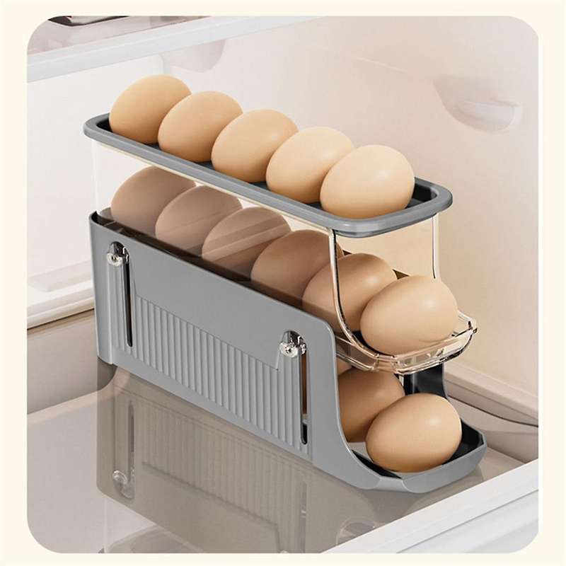 2PCS Egg Storage Trays for Refrigerator Egg Dispenser for Refrigerator 3 Tiers Space-Saving Egg Disp