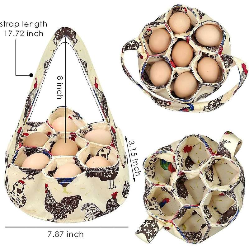 2Pcs Eggs Collecting Basket with 7 Pouches Eggs Gathering Basket Canvas Egg Bags for Eggs Collecting