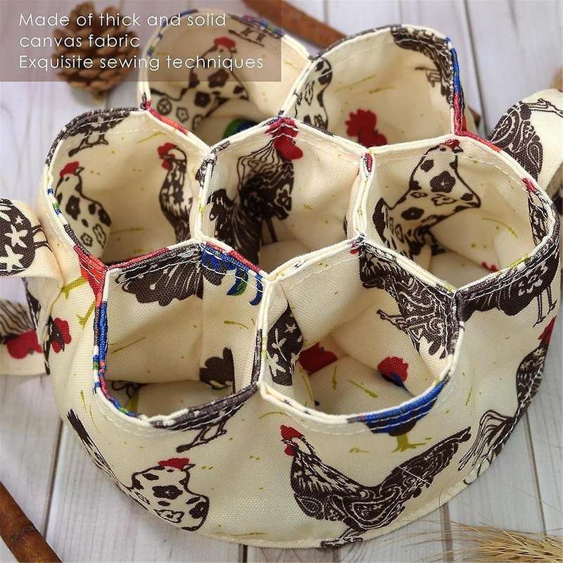 2Pcs Eggs Collecting Basket with 7 Pouches Eggs Gathering Basket Canvas Egg Bags for Eggs Collecting