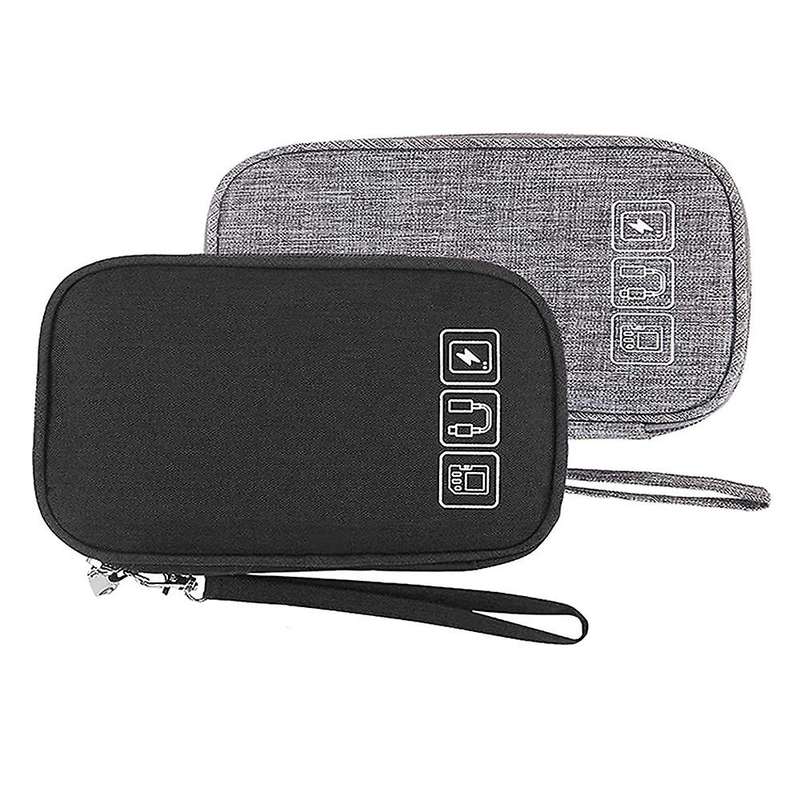 2PCS Electronic Organizer,Small Travel Bag for Cable,Charger,Hard Drive,Earphone,USB,SD Card,Black+G
