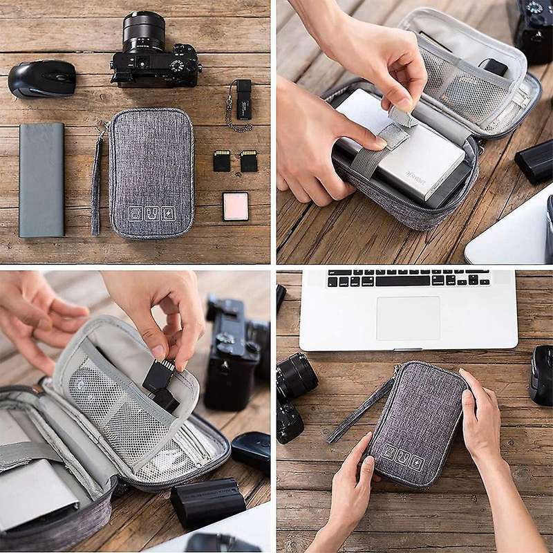 2PCS Electronic Organizer,Small Travel Bag for Cable,Charger,Hard Drive,Earphone,USB,SD Card,Black+G