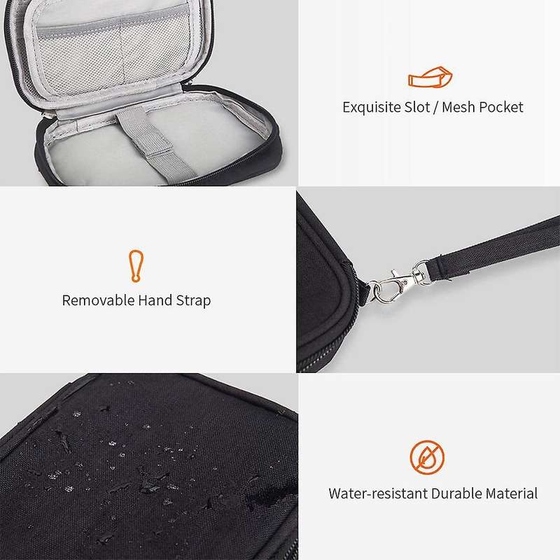 2PCS Electronic Organizer,Small Travel Bag for Cable,Charger,Hard Drive,Earphone,USB,SD Card,Black