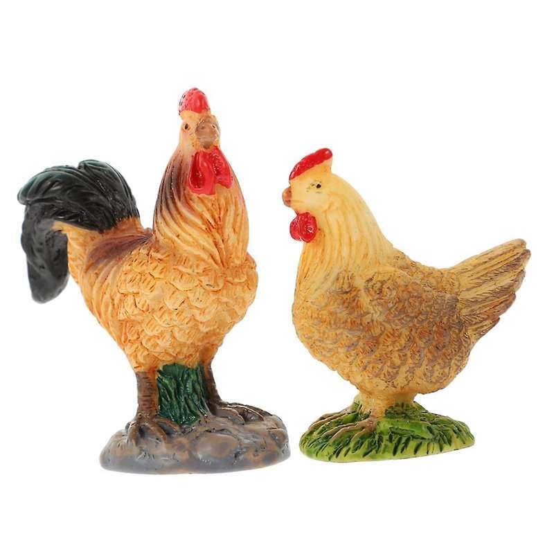 2Pcs Emulation Chicken Model Chicken Statue Home Decor Model Toys Lawn Decor Farm Decor Chicken Figu