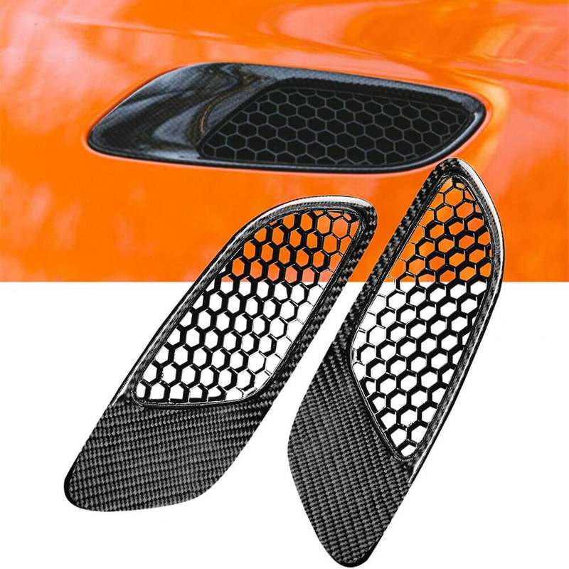 2PCS Engine Hood Vent Louvers Air Scoop Bonnet Vent Cover for  E90 E91 E92 E93 M3, Carbon Fiber Patt