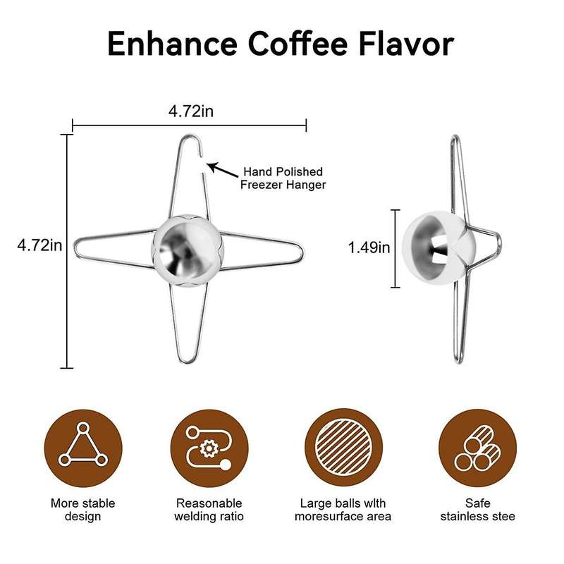 2Pcs Espresso Coffee Cooler with Reusable Ice Coffee Steel Balls - Unlock the True Flavors, Also per