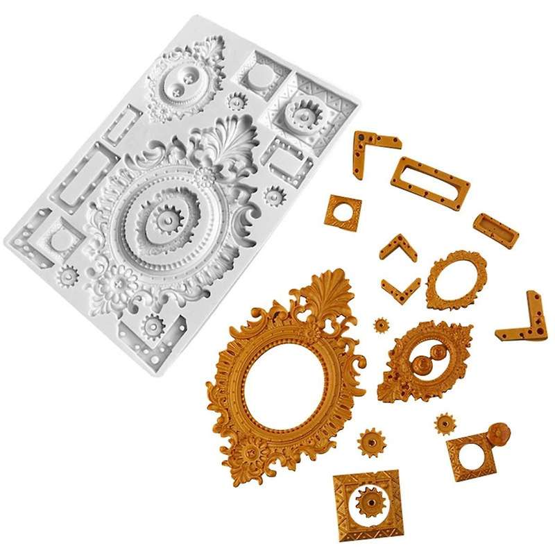 2pcs European Pastry Classic Vintage Style Frame Frame Silicone Mold Sugar Cake Decoration Kitchen