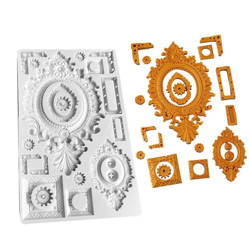 2pcs European Pastry Classic Vintage Style Frame Frame Silicone Mold Sugar Cake Decoration Kitchen