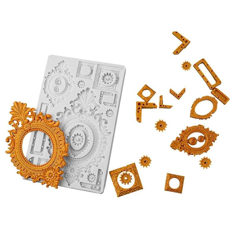 2pcs European Pastry Classic Vintage Style Frame Frame Silicone Mold Sugar Cake Decoration Kitchen