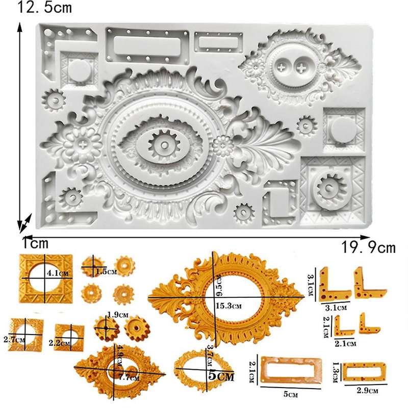 2pcs European Pastry Classic Vintage Style Frame Frame Silicone Mold Sugar Cake Decoration Kitchen