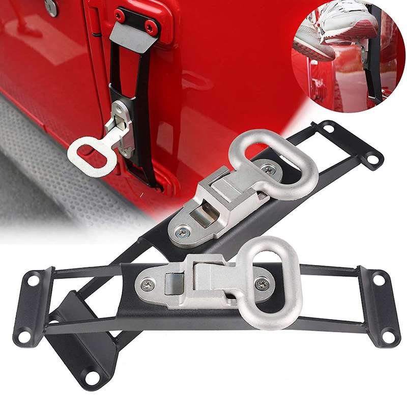 2Pcs Exterior Door Hinge Step Metal Folding Foot Pegs to Rooftop Rest Pedal for Wrangler JL JLU 2018