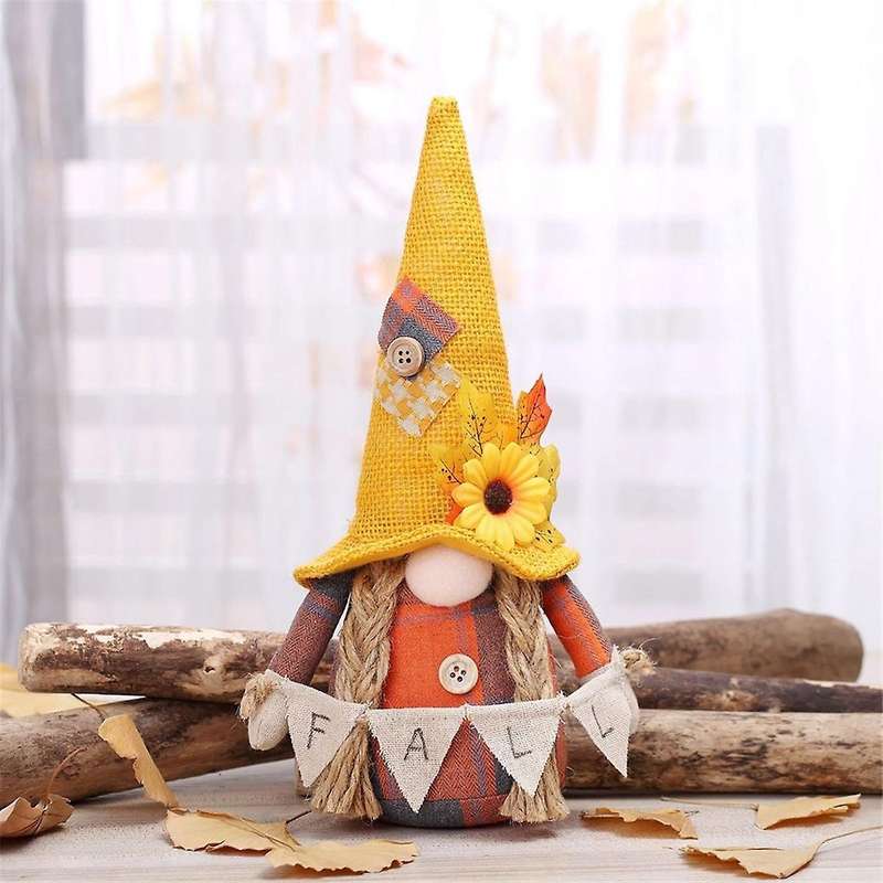 2pcs Fall Gnome Autumn Gnomes Plush with Sunflower Maple Leaf Hat Handmade Home Thanksgiving Day Gi