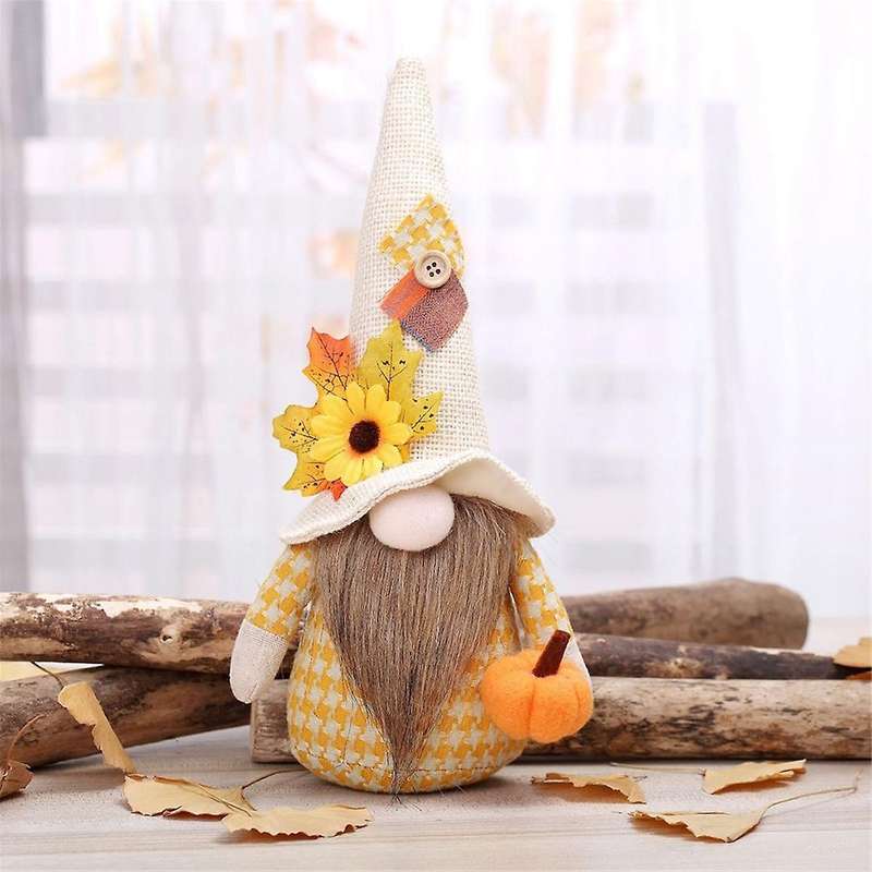 2pcs Fall Gnome Autumn Gnomes Plush with Sunflower Maple Leaf Hat Handmade Home Thanksgiving Day Gi
