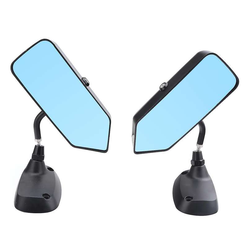 2Pcs F1 Style Bright Black Auto Car Side Blue Rearview Mirror Metal Bracket Universal