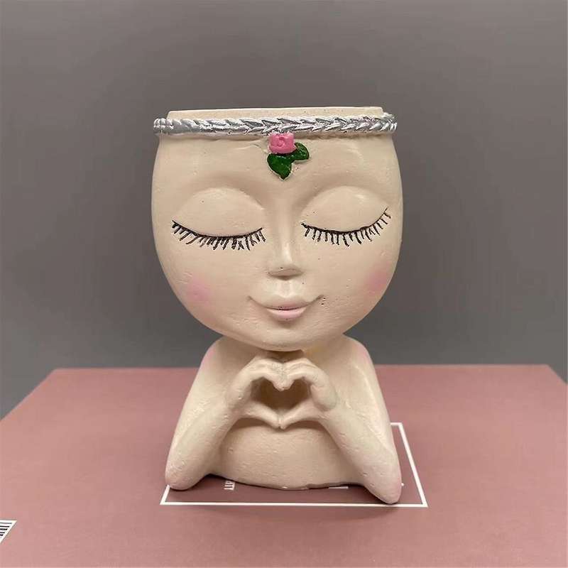 2PCS Face Planter Resin Cute Planter Decorative Unique Plant Pots Succulent Flower Face Planter Pots