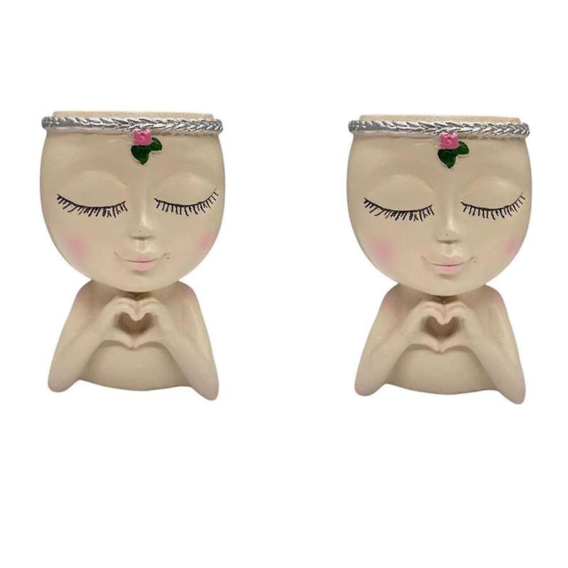 2PCS Face Planter Resin Cute Planter Decorative Unique Plant Pots Succulent Flower Face Planter Pots