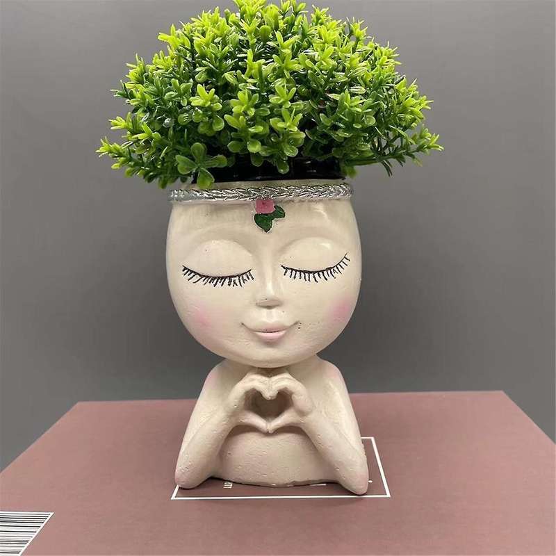 2PCS Face Planter Resin Cute Planter Decorative Unique Plant Pots Succulent Flower Face Planter Pots