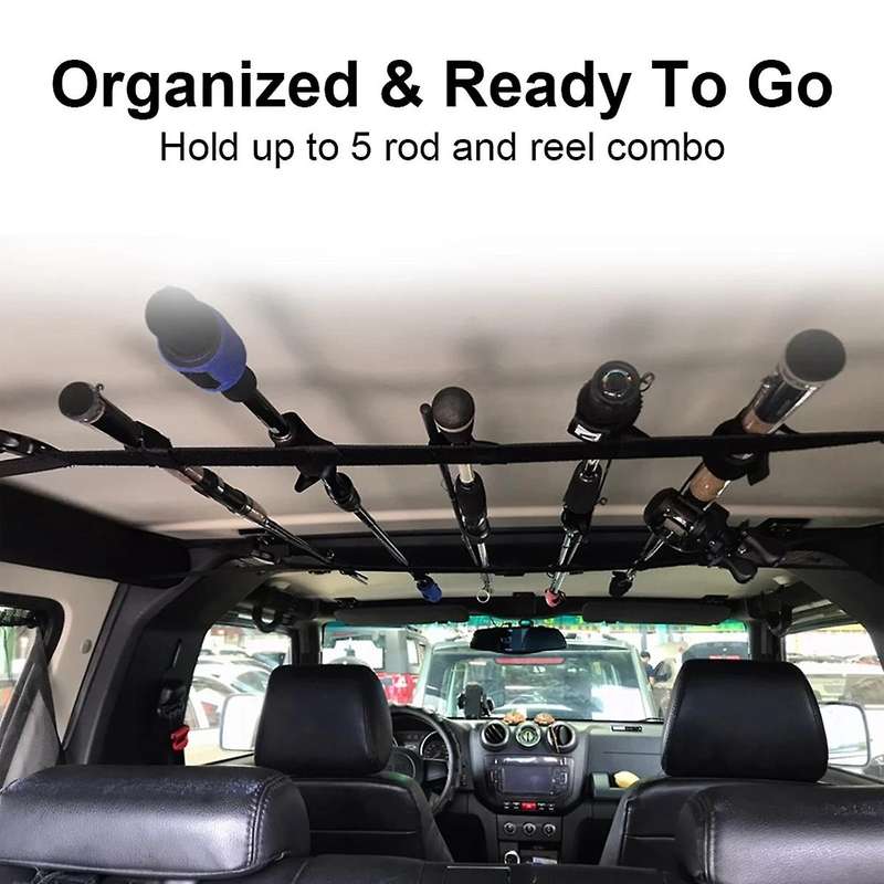 2Pcs Fishing Rod Car Bracket with Support Belt with Bracket System Fishing Car Interior Kidnapping F