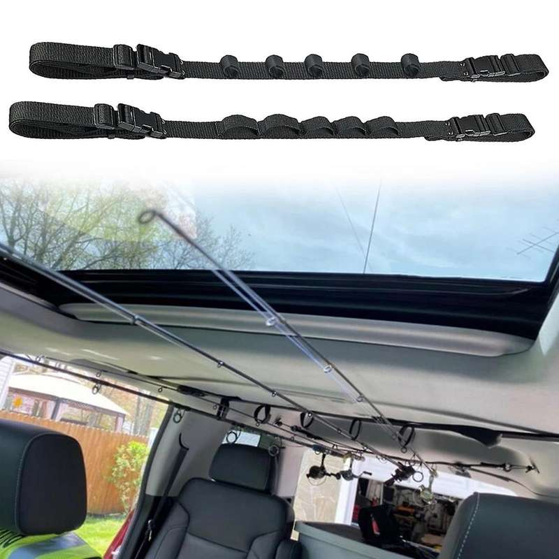 2Pcs Fishing Rod Car Bracket with Support Belt with Bracket System Fishing Car Interior Kidnapping F