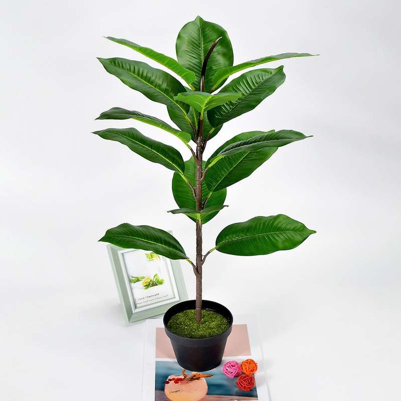 2pcs Faux Banana Tree Tropical Monstera Leaf Turtle Palm Leaves Fern Green Bushes Shrubs Greenery D