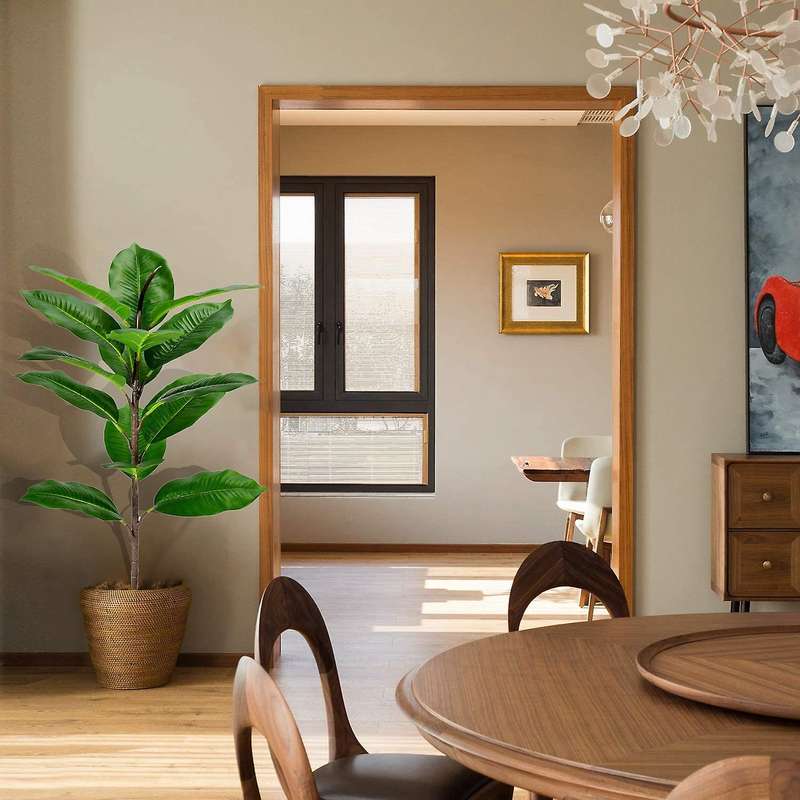 2pcs Faux Banana Tree Tropical Monstera Leaf Turtle Palm Leaves Fern Green Bushes Shrubs Greenery D