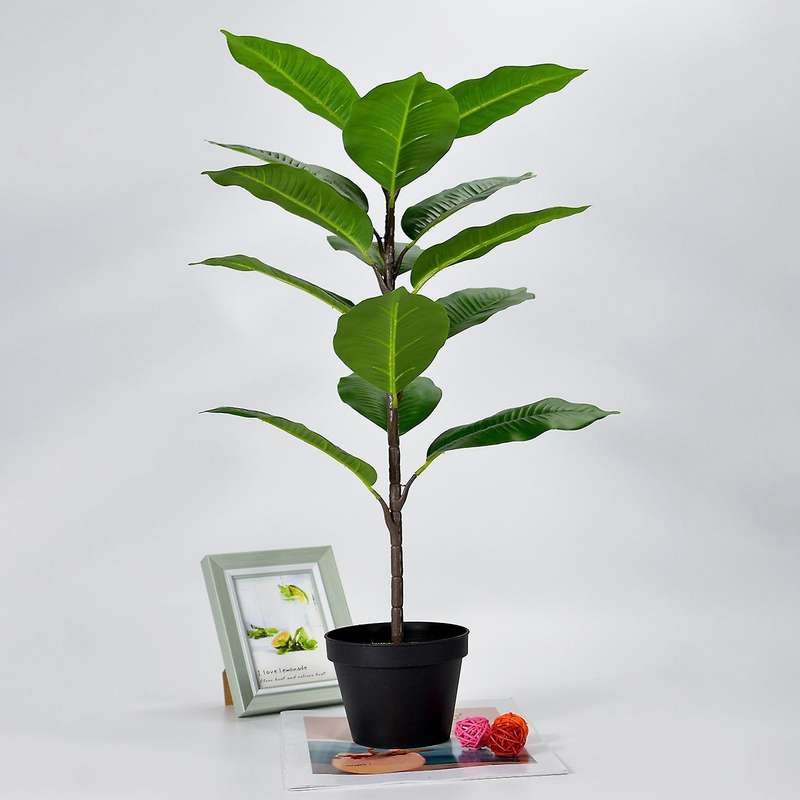 2pcs Faux Banana Tree Tropical Monstera Leaf Turtle Palm Leaves Fern Green Bushes Shrubs Greenery D